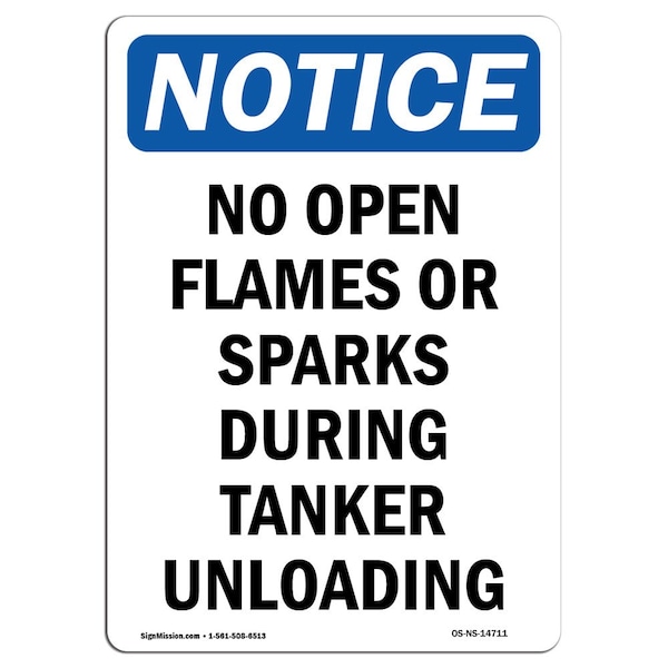 OSHA Sign, No Open Flames Or Sparks During, 5in X 3.5in Decal, 10PK, 3.5" W, 5" H, Portrait, PK10